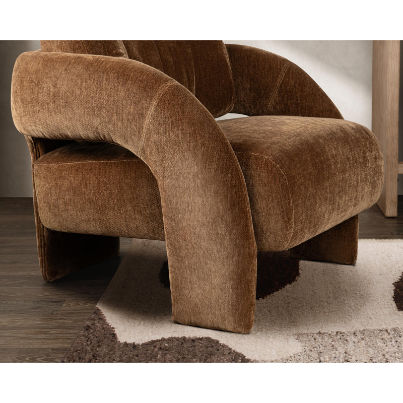Salino Upholstered Fabric Lounge Accent Chair, Bronze Polyester