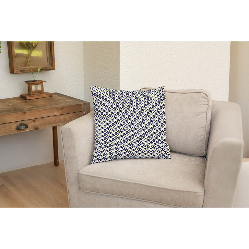 Spotted Fan Decorative Throw Pillow, Square 20", Deep Navy Geometric