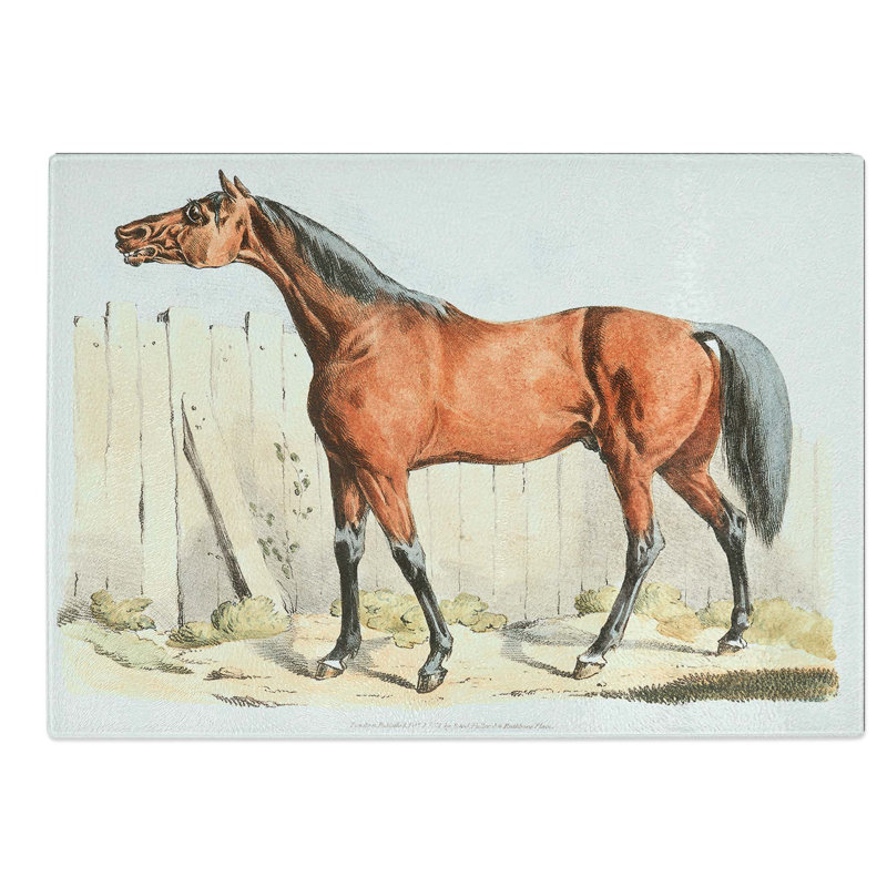 Tempered Glass Dark Horse Chopping Board, 39 cm W x 28.5 cm L