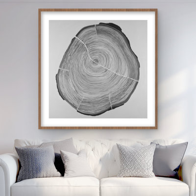 Bûche de bois en niveaux de gris - reproduction morte d'arbres encadrée