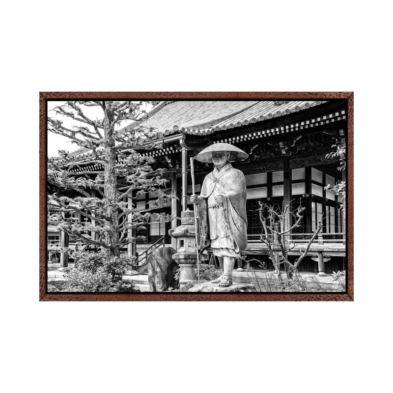 Traditional Japanese Temple 1 Piece Floater Frame Wall Art on Canvas, 101.6 cm H x 66.04 cm W, Brown Framed Canvas