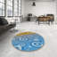 Tapis bleu/jaune tissé à la machine-1547959326