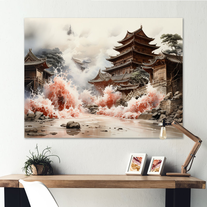 Reproduction d'art sur toile, "Le séisme au Japon II en 2011", Toile tendue, H 34 po x l 44 po x P 1,5 po