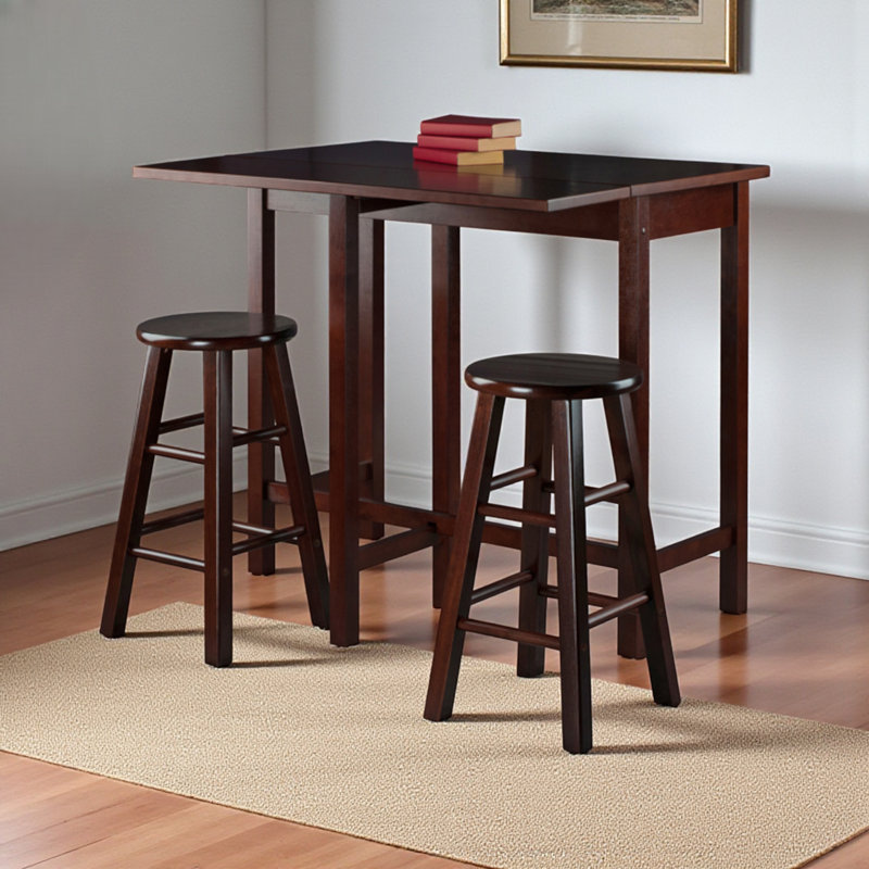 Hattiesburg 3-Piece Counter Height Solid Wood Dining Set, 35.12'' H X 39.12'' W X 29.87'' D