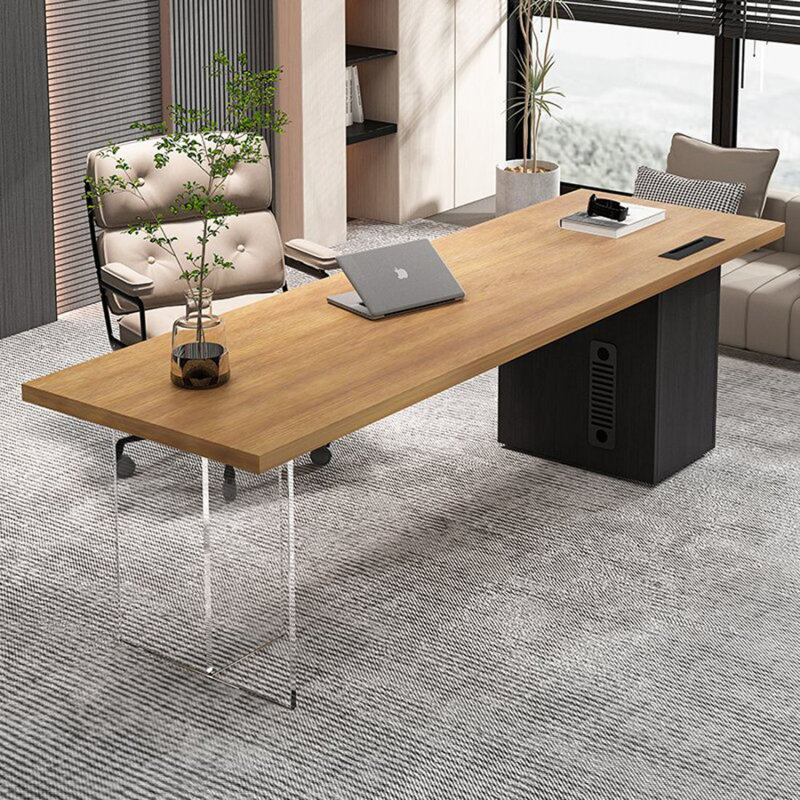 Bureau et bibliothèque intégrés modernes et simples, H 29,53 po x l 86,61 po x P 31,5 po, Noir