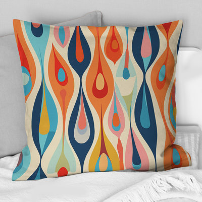 Retro Abstract Drops XI - Abstract Geometric Printed Throw Pillow