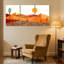 «Cactus Desert Landscape with Cactus and Sun», ensemble de 3 impressions sur toile-1205150040