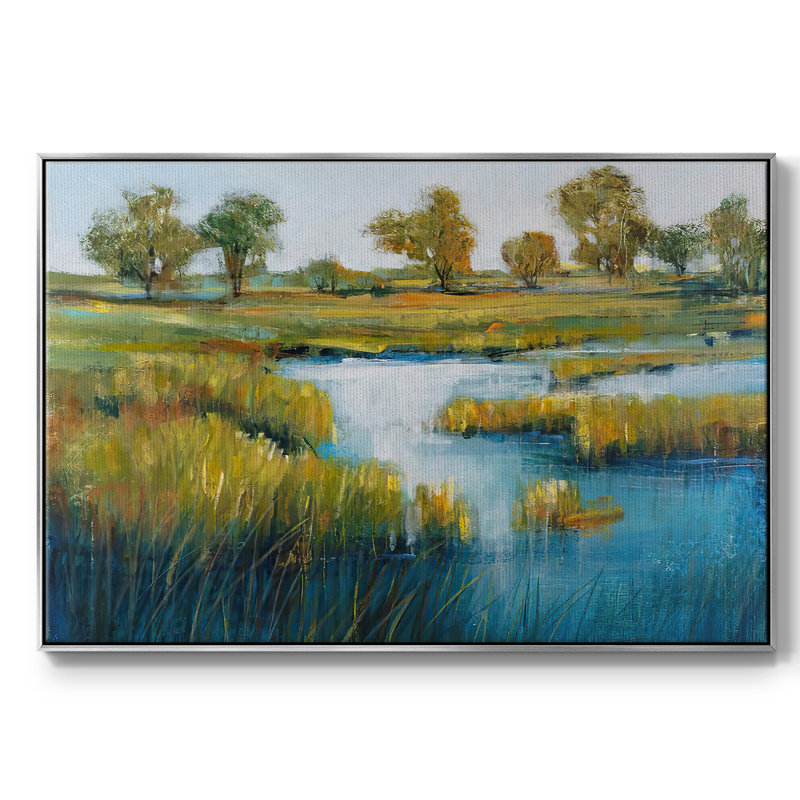 Toile tendue avec cadre Marshland View IV, Argent, H 17 po x l 25 po x P 2 po