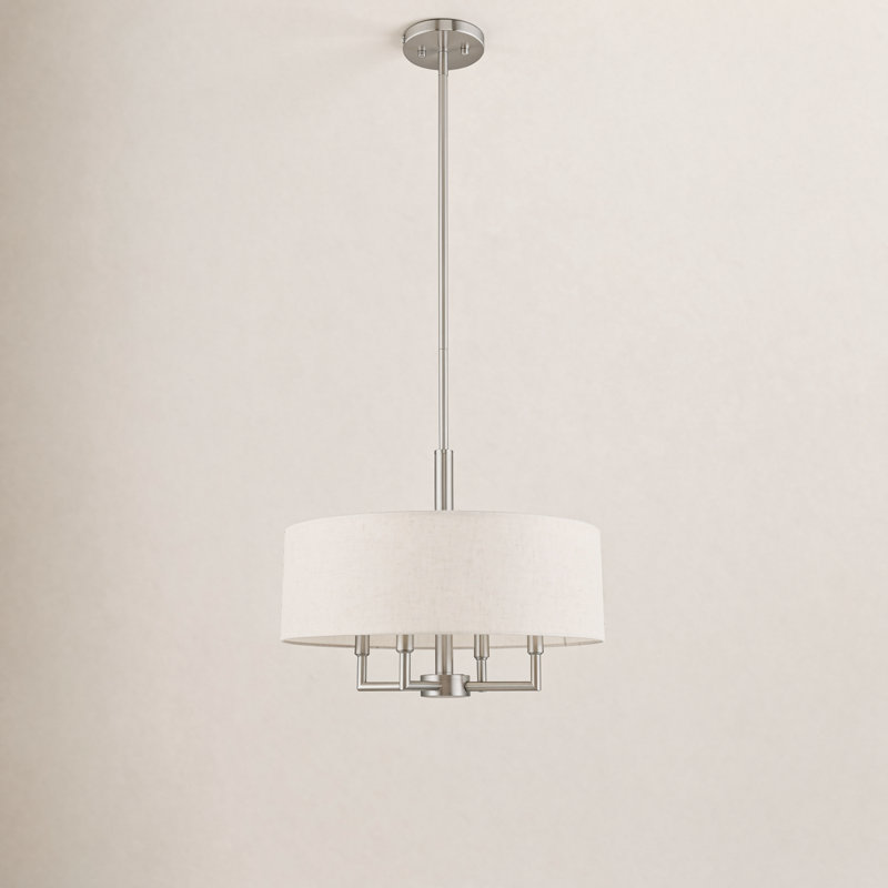 Lustre cylindrique à intensité variable 4 lumières Flaire, Nickel brossé