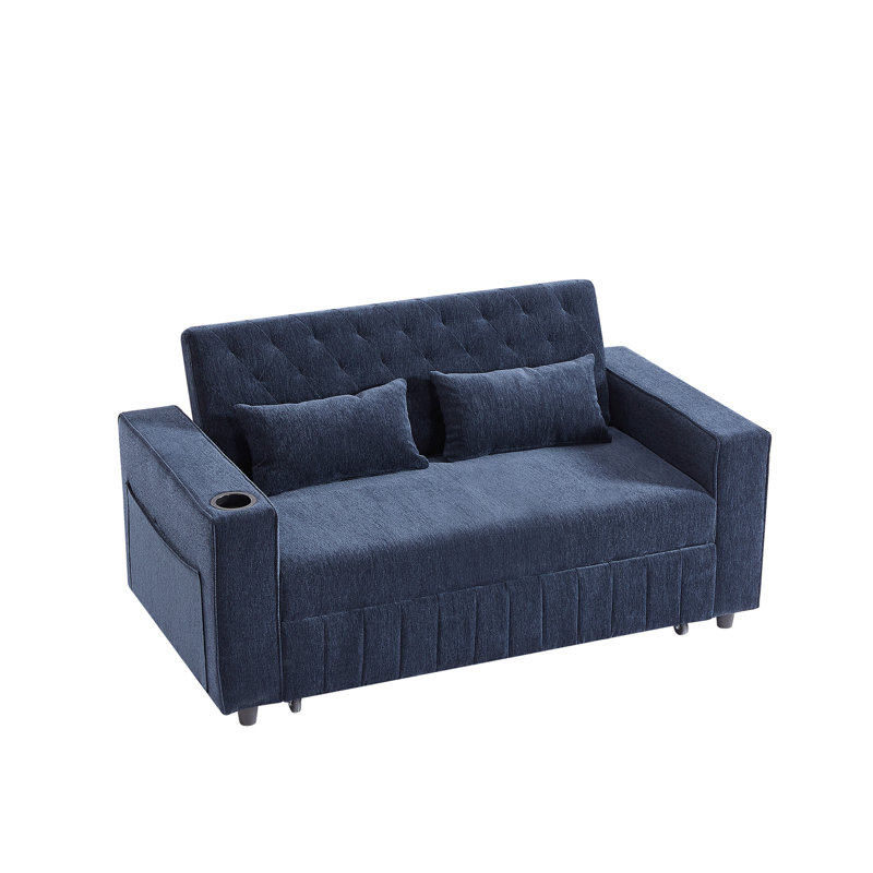 Lit bleu de 61,4 po avec poches pratiques et coussins de soutien lombaire, Bleu