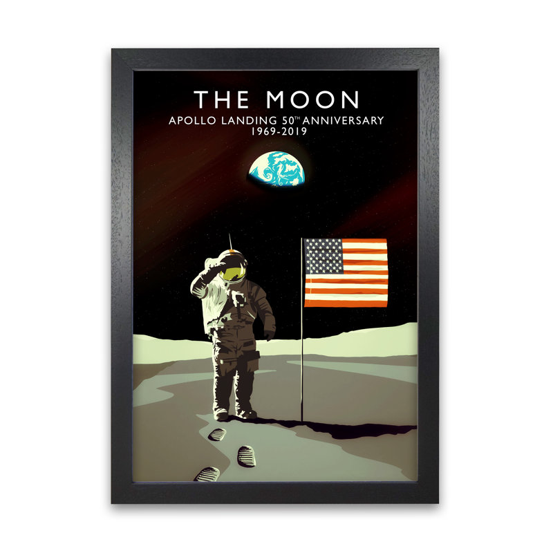 Apollo Moon Landing 50Th Anniversary by Richard O'Neill - Single Picture Frame Print, Black, 42 cm H x 59.4 cm W