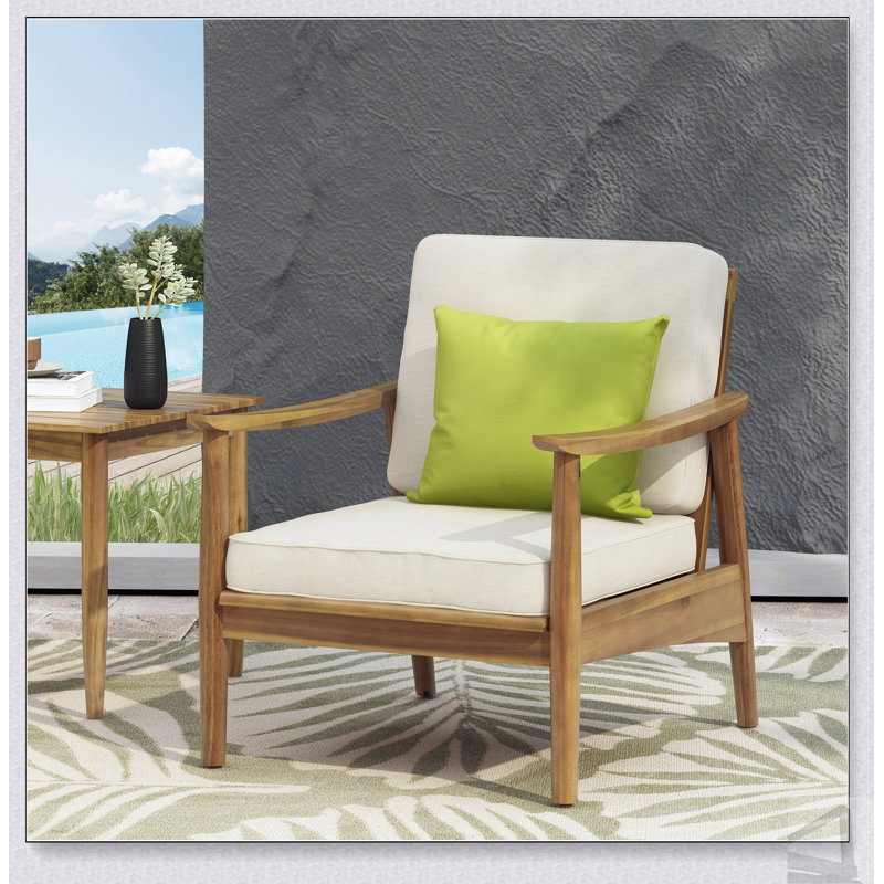 FAUTEUIL CLUB Willowbrok: Bois d'acacia durable, résistant aux intempéries, conception à lattes pour un confort et un style extérieurs