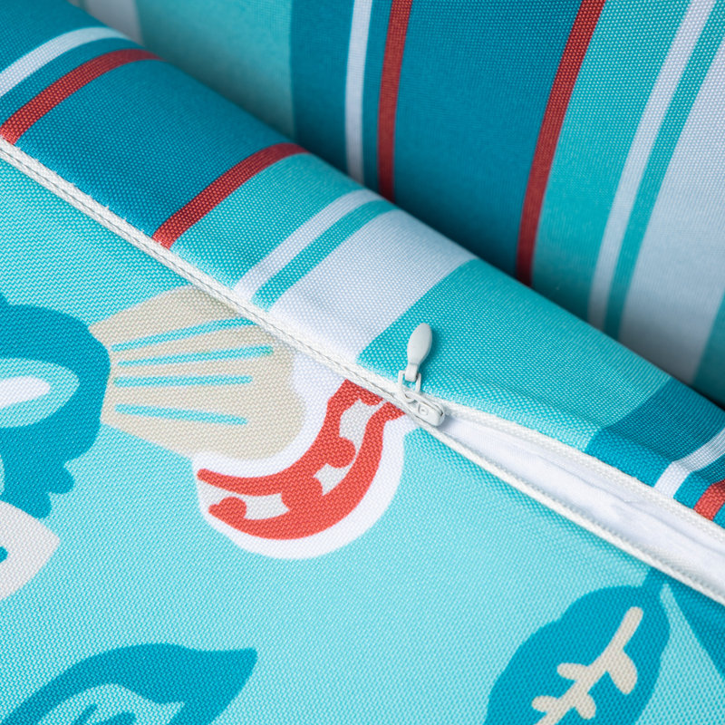 Turquoise Floral 20'' x 20'' Outdoor Reversible Throw Pillow Set