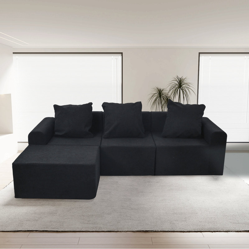 Canapé modulaire convertible convertible en microfibre, Noir antique