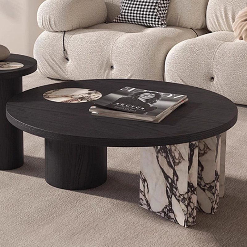 Round simple multi-functional tea table, 13.78" H x 35.43" L x 35.43" W