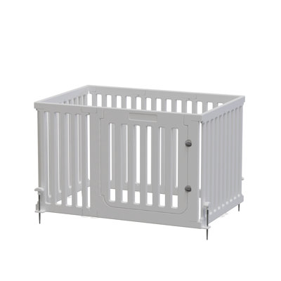 Parc pour animaux de compagnie intérieur et extérieur, parc pour chiens robuste avec connecteurs d'angle, comprend 4 piquets, clôture pour chiens avec connecteurs d'angle 2 en 1 (8+1, 9 pièces)