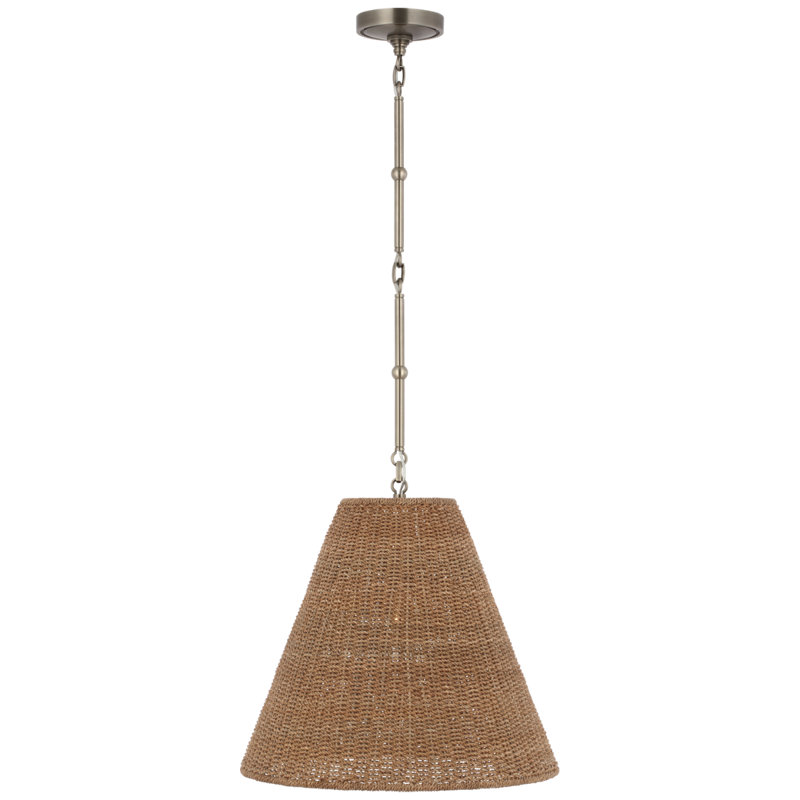 Goodman Pendant by Thomas O'Brien, 12.75" H x 15" W x 15" D, Toast, Bronze/Hand Rubbed Antique Brass