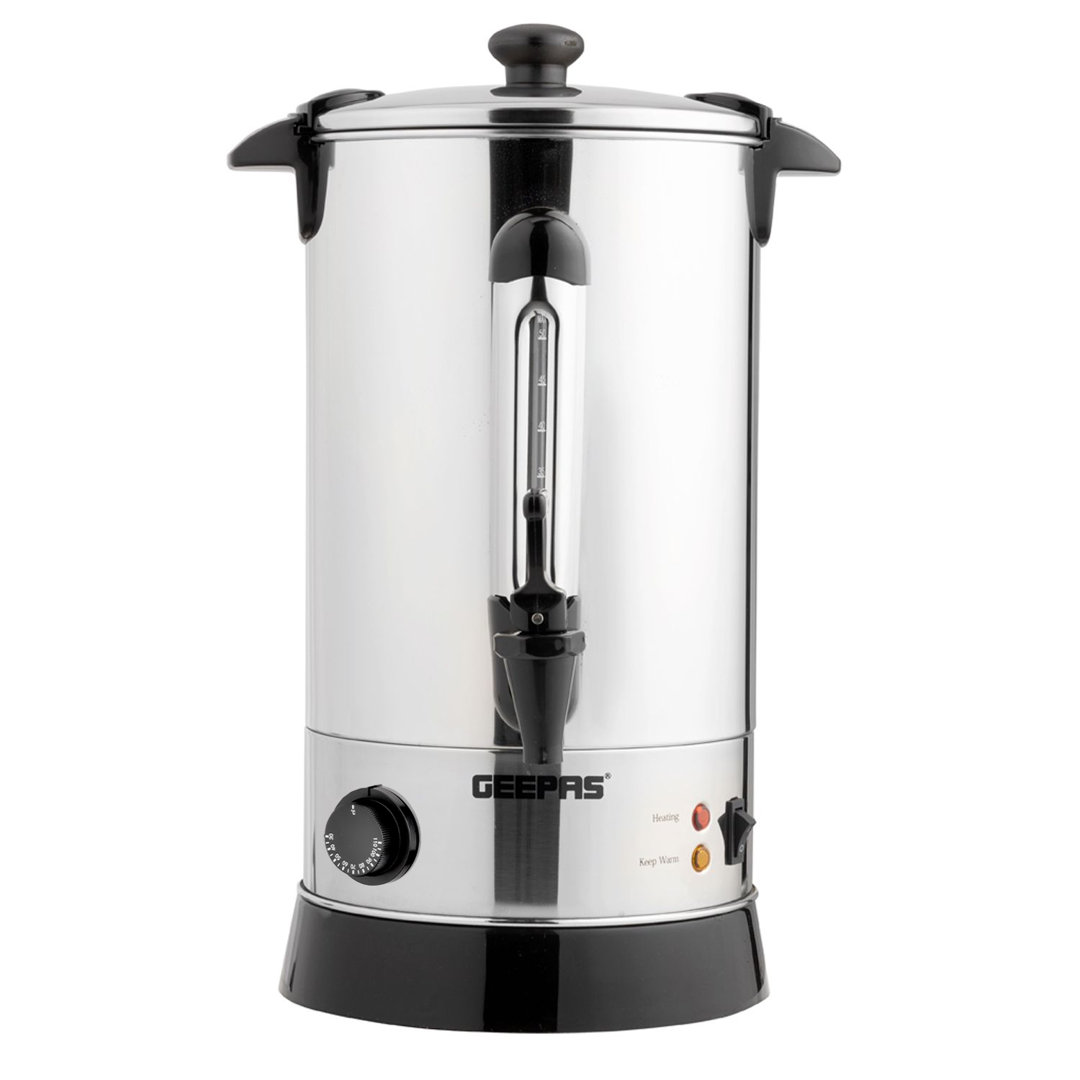 Geepas 10L Electric Catering Urn, 1650W Instant Hot Water Boiler Dispenser - Tea Urn Kettle, Stainless Steel – 2 Year Warranty