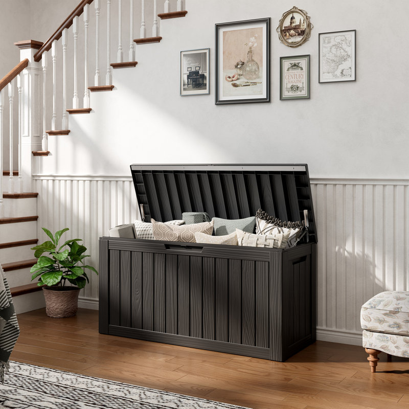 Boîte de rangement verrouillable en résine résistante à l'eau 80 gallons, H 23,23 po x l 46,26 po x P 18,7 po, Noir