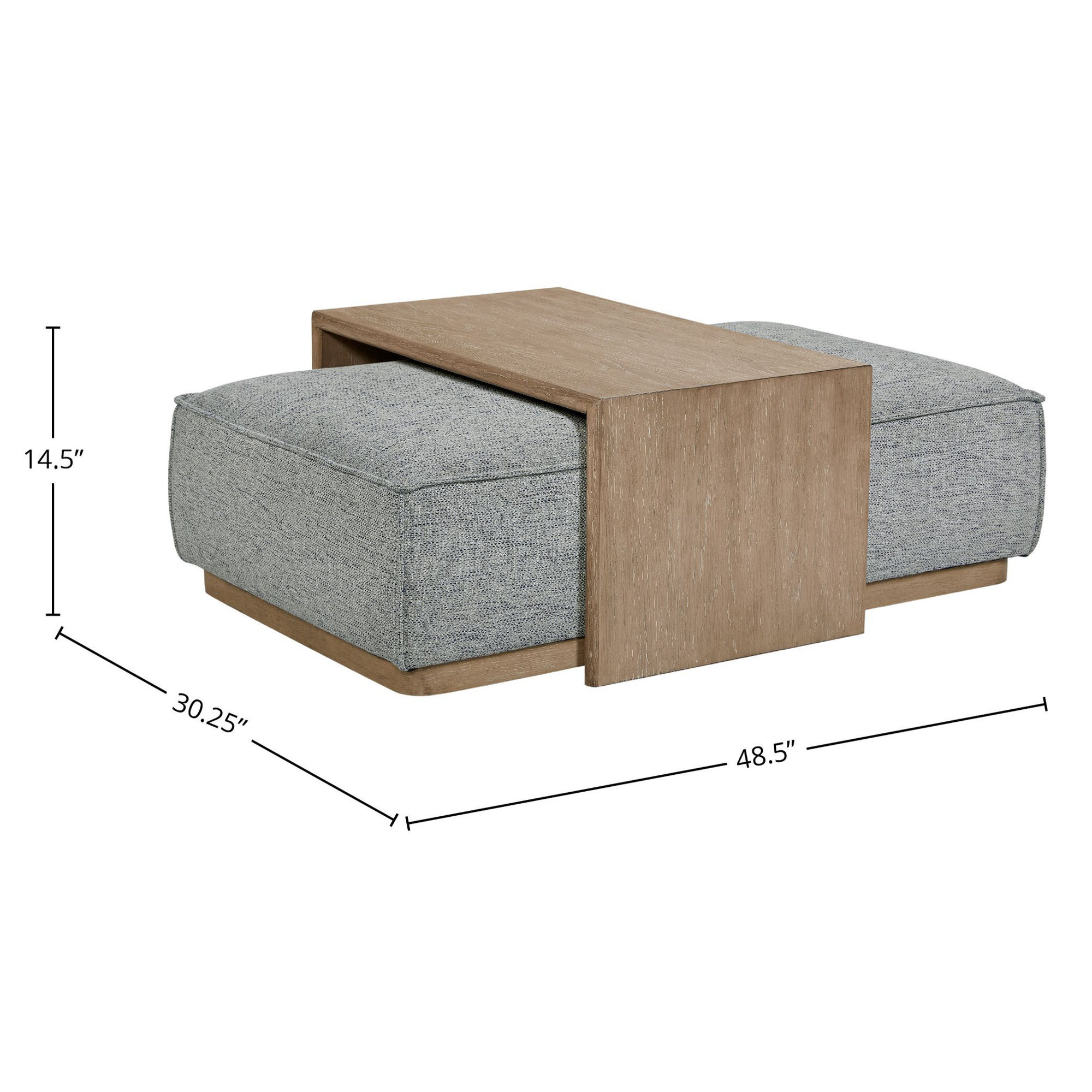 Marielle Upholstered Ottoman with Tray Table, Blue
