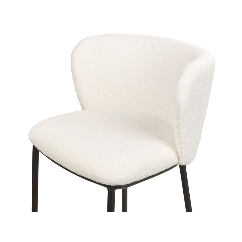 Mina Upholstered Counter Stool with Metal Frame, White