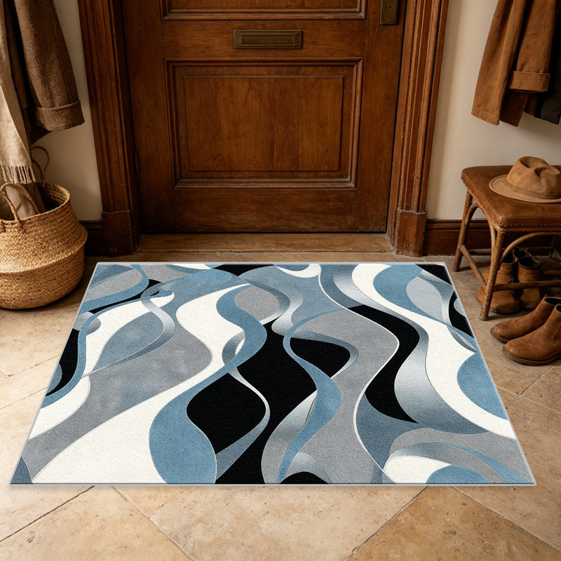 Blue Ripple area rugs for Living Room, Soft and Comfortable, Suitable for all seasons, easy to maintain, machine washable Indoor floor mat, Under Table Farmhouse suitable for Bedroom, Dining Room, Study, Patio, Balcony, Home Decor