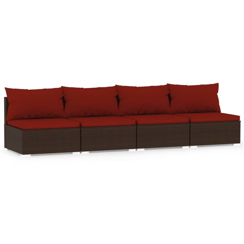 Voorhis 110.2" Wide Rectangle Patio Sectional with Cushions, Cinnamon Red, Brown