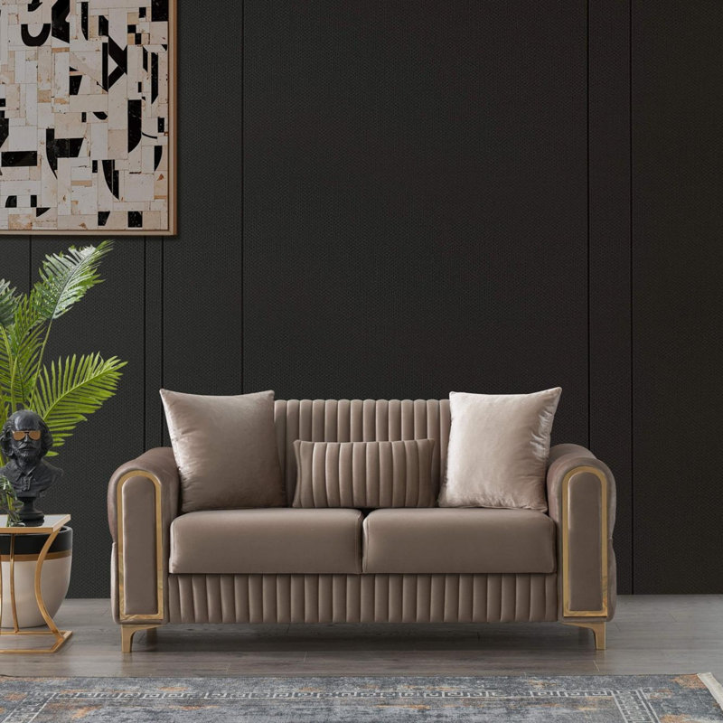 Causeuse convertible Melody, Taupe, 2, H 32 po x l 68 po x P 33 po