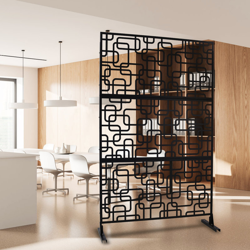 Clôture d'intimité pour l'extérieur l 76 "H48" - Métal, construction, écran autoportant noir pour balcon, pelouse, jardin,