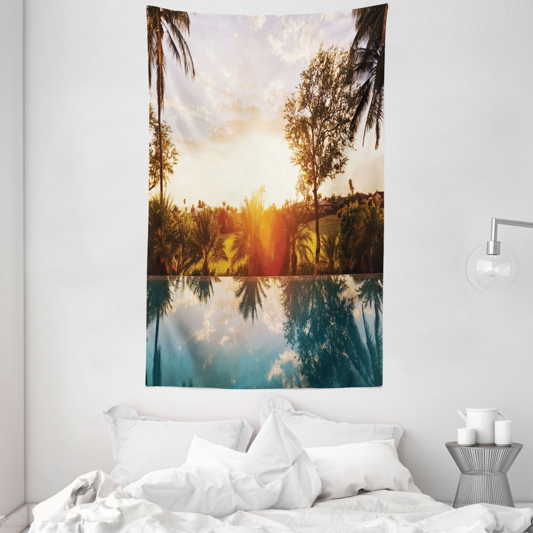 Wandbild Schwimmbad Sonnenuntergang