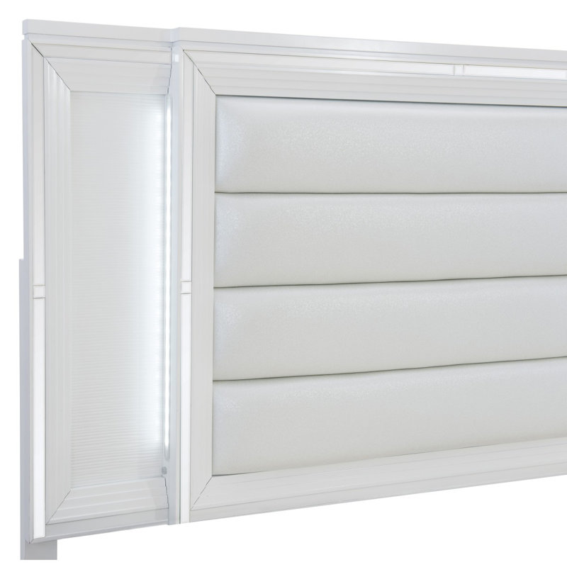 Grand lit plateforme avec rangement Helen-Louise, Blanc