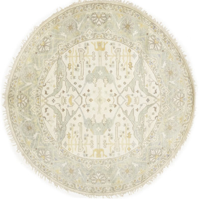 Tapis oriental rond Oushak Chobi Mute