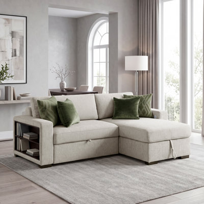 Canapé modulaire en microfibre moderne et contemporain de 92 po 2 pièces avec lit escamotable Retford