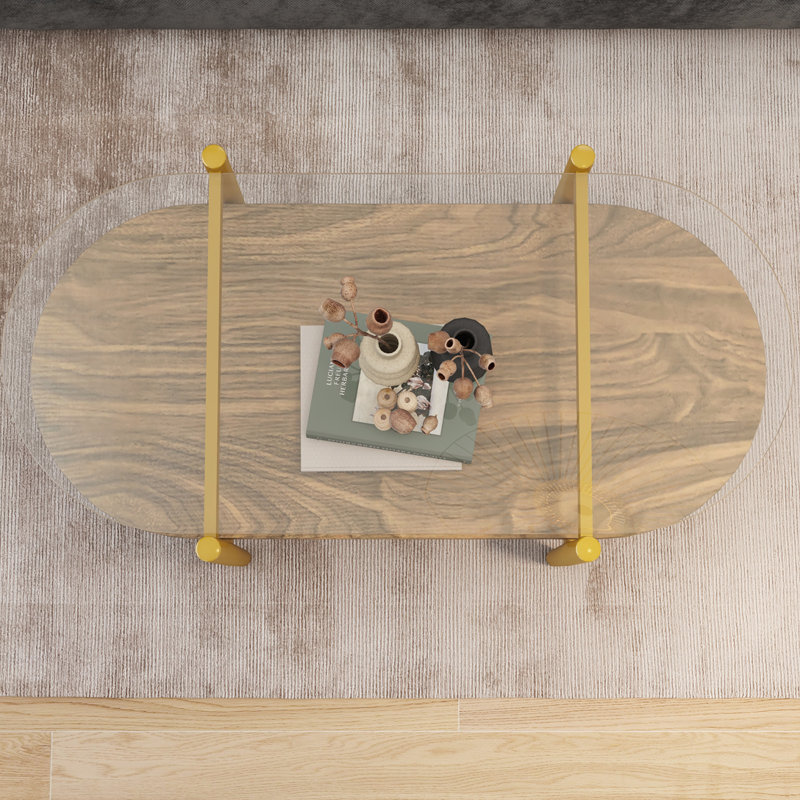 Table basse ovale en verre, Bois