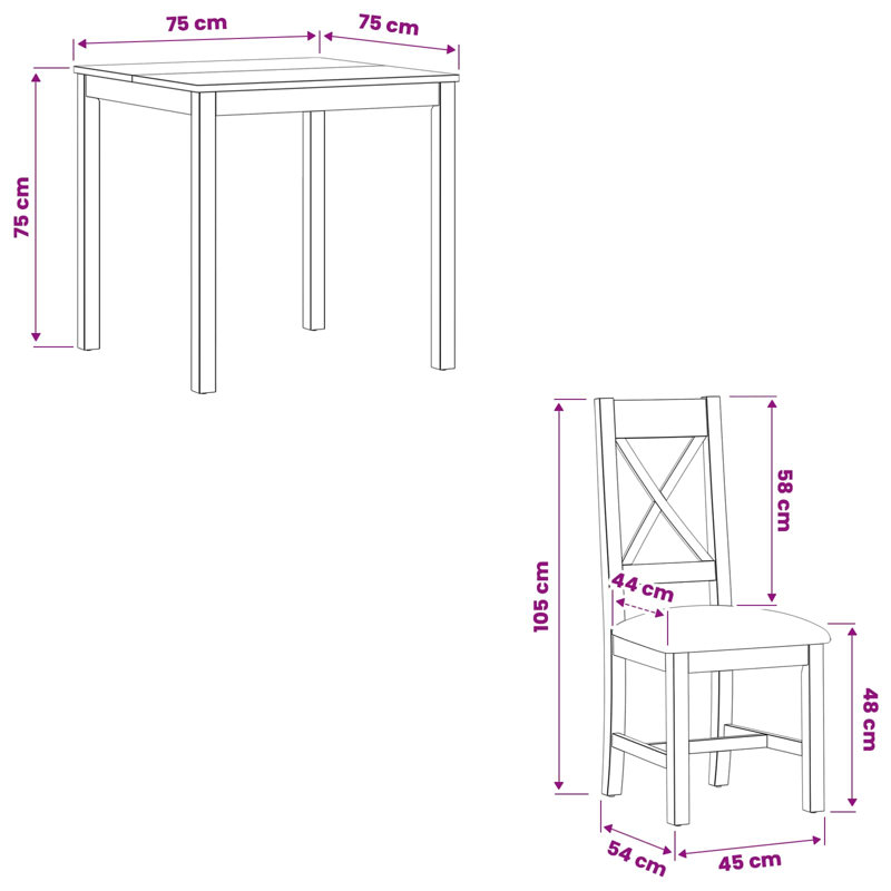 Oak Solid Wood Dining Set, 3