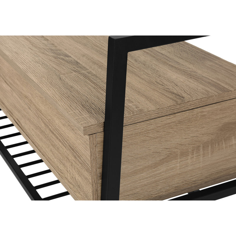 Banc moderne taupe pour le couloir, 42 po de long, structure en métal noir, rangement contemporain 42 po, taupe