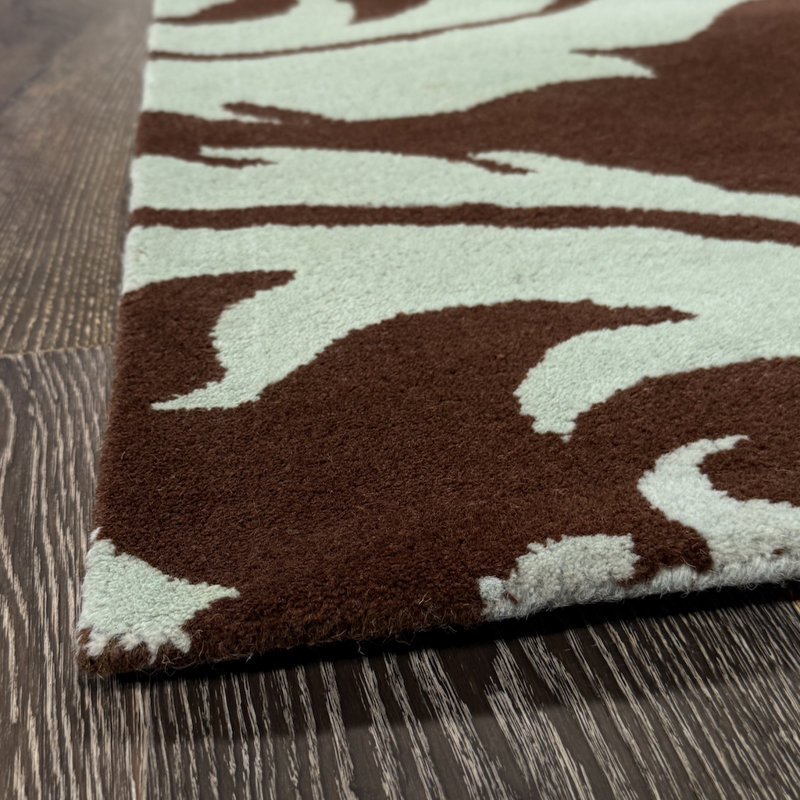 Tapis bleu clair et brun en laine touffeté à la main Borset, 5 pi x 7 pi 6 po