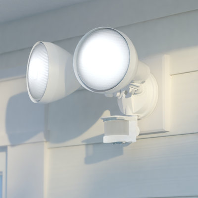 2 - Head Hardwired Dusk to Dawn Outdoor Security Flood Light with Motion Sensor and Timer