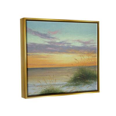 «Coastal Reeds Sunset Beach Shore» par Martin Figlinski - peinture à cadre flottant sur toile