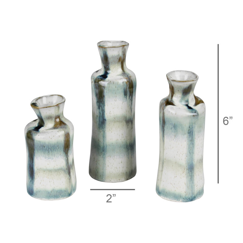 Vases Tessa, céramique - ensemble de 3: 2 x 2 x 4, moyen: 2 x 2 x 5, grand: 2 x 2 x 6