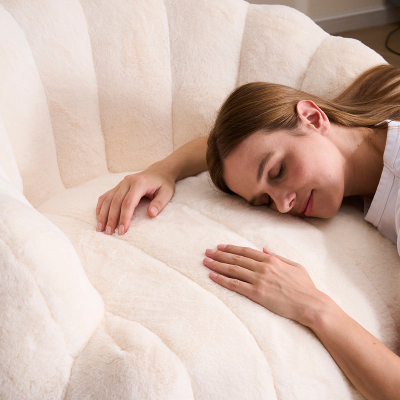 Fauteuil à billes en peluche à compression, fauteuil rembourré en mousse haute densité , Beige