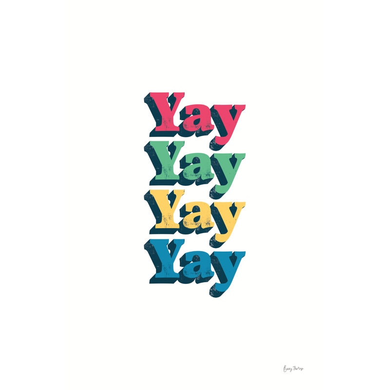 Rainbow Yay Bold by Becky Thorns - Typography Print, 46cm H x 30cm W, Black Floater Framed