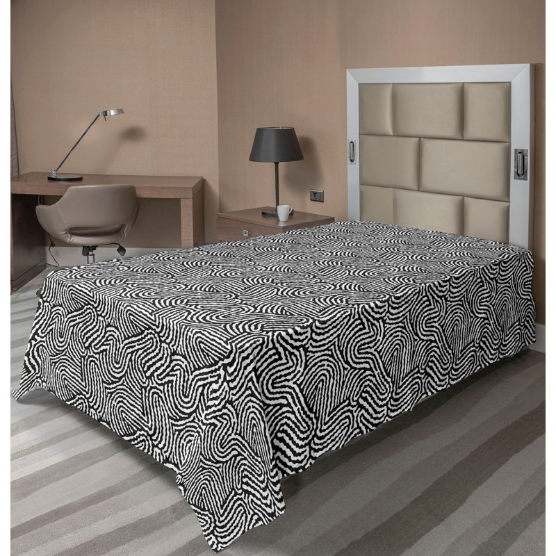 Drap plat moderne de style bohème Ambesonne, Drap plat pour lit simple TG, Blanc / imprimé animal gris anthracite