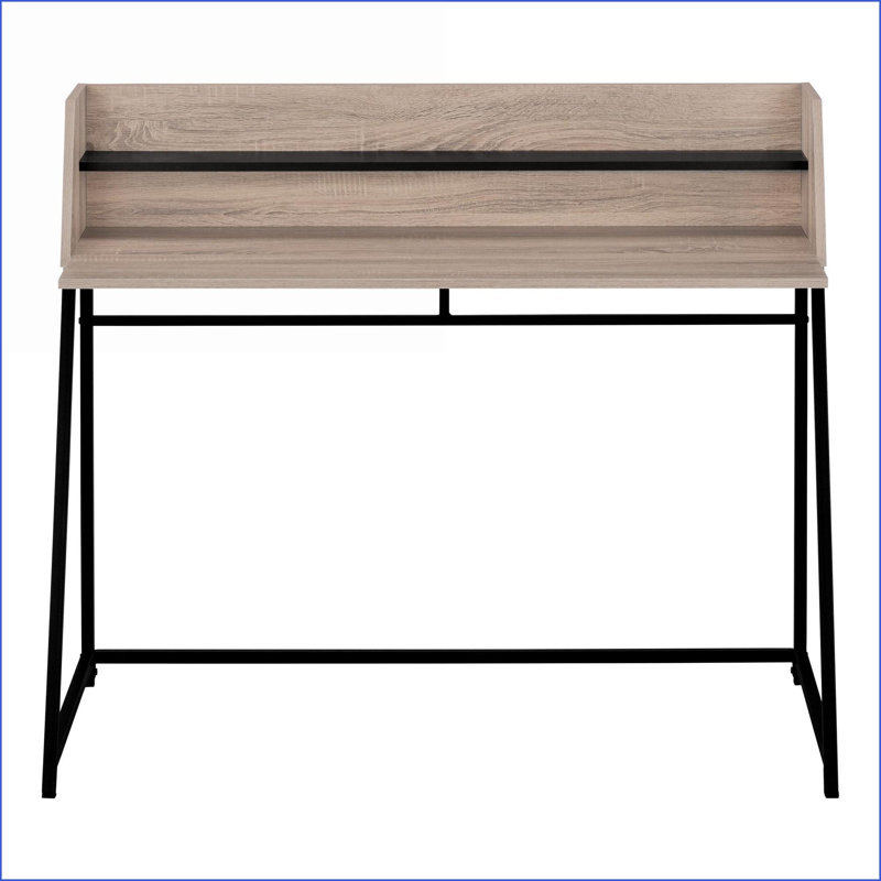 Bureaux, bureau d'ordinateur moderne de L 48 po avec huche de rangement, stratifié brun et amp; Métal noir | Taupe foncé | Panneau de particules