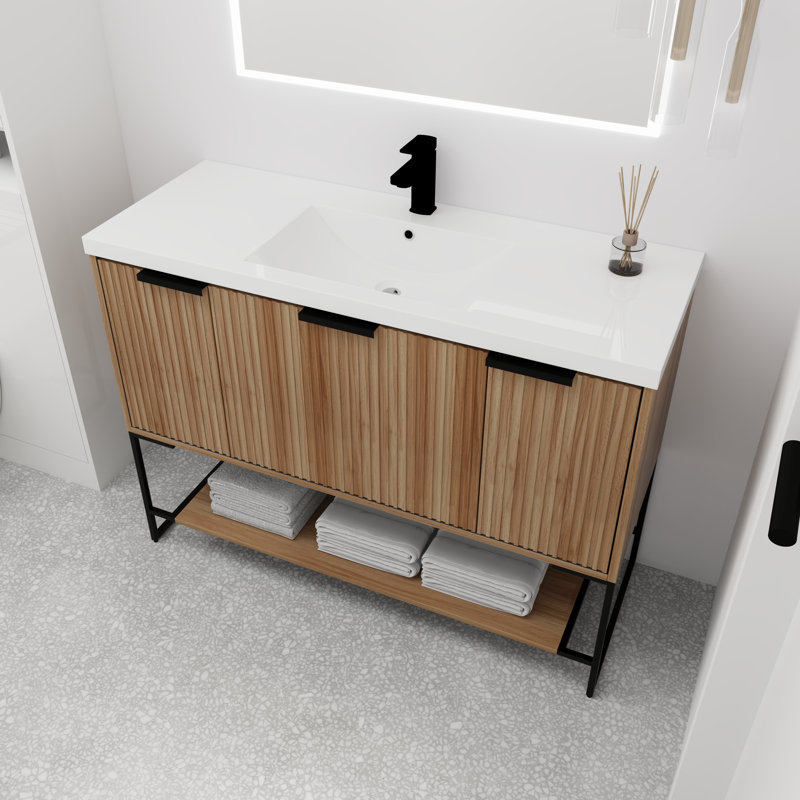 Ensemble de meuble-lavabo simple 47 po, Noir / brun