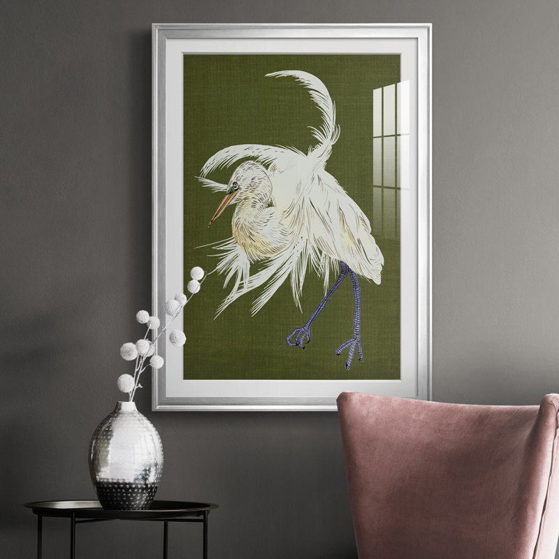 Heron Plumage II - reproduction de cadre photo, H 42,5 po x l 30,5 po x P 1 po, Argent