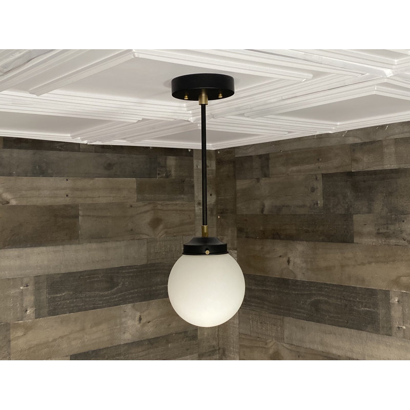 Luminaire suspendu sphérique Bellapais, Noir mat, Blanc