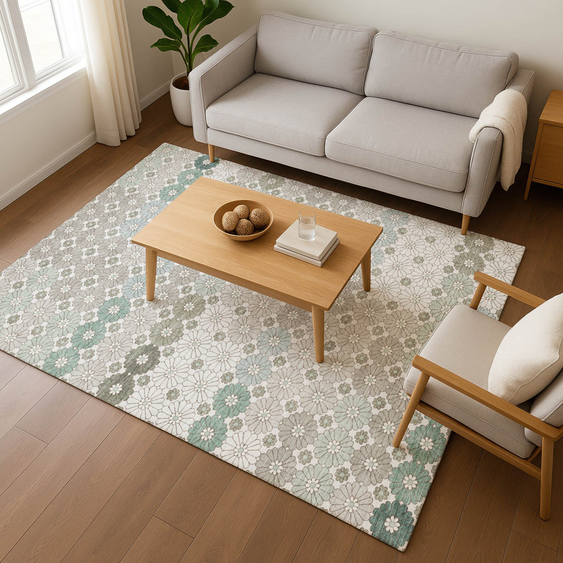 Tapis géométrique Premium lavable à la machine Varasteh AMF1678, Rectangle 10 pi x 14 pi