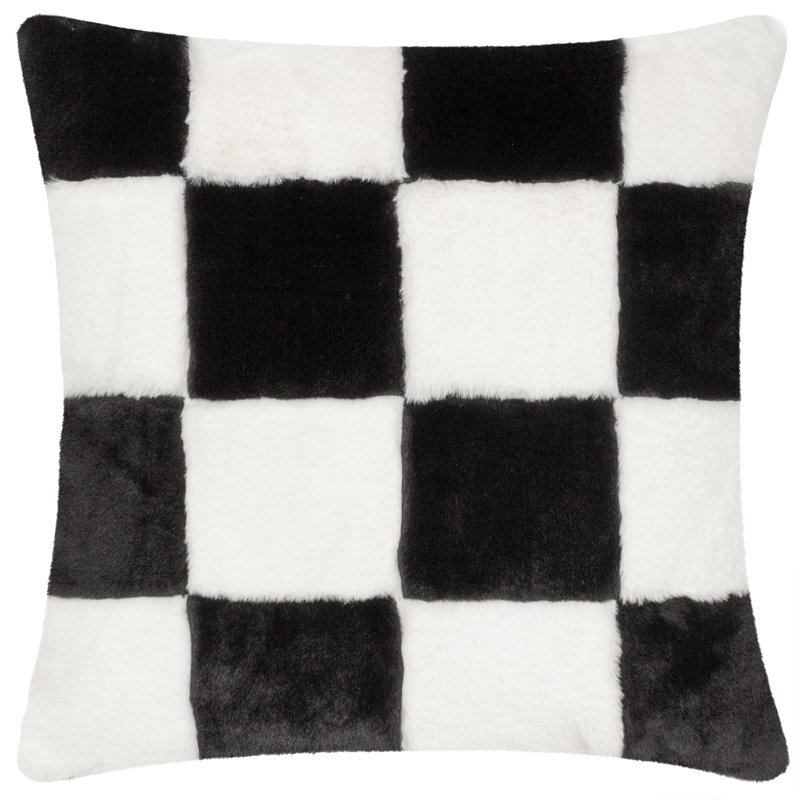 Cozee Check Square Cushion, Black