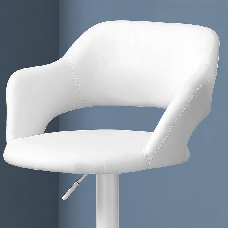 Tabouret de bar, pivotant, hauteur de bar, réglable, métal blanc, aspect cuir, contemporain, moderne